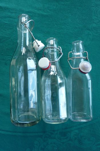 Bottles with swing top lids