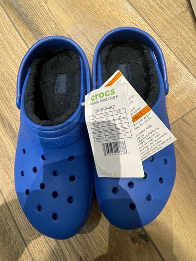 Crocs lined clogs blue size J UK 4 EU 36-37 brand new
