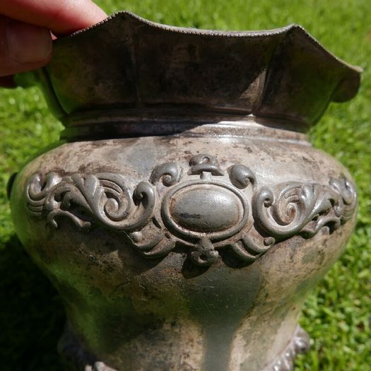Pretty Victorian Round Metal Planter - Walker and Hall Sheffield