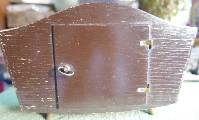 Rare Original Hermle 60s German Mid Century Teak Desk Mantel Chimny Clock By Hermle (the Clock Works Well And Keeps Time)
