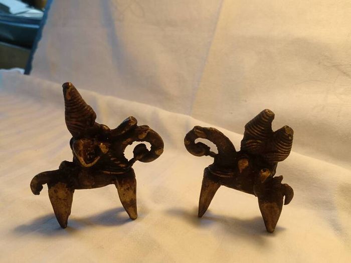 2 X Sokoto 19th Century Bronze Talisman Figures