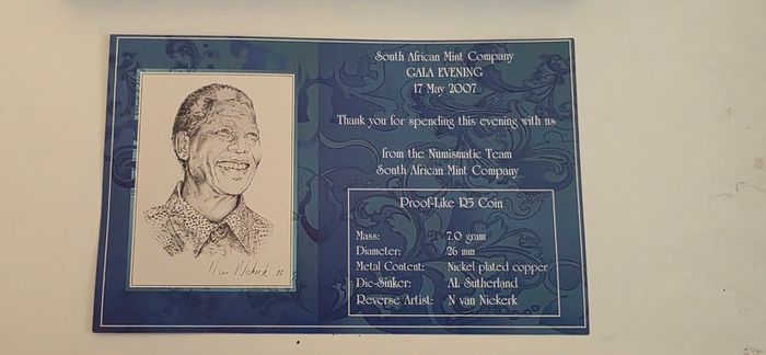 Nelson Mandela R5 2000 SA Mint Gala Presentation F.W. de Klerk Signed