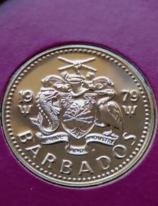 RARE Barbados 1979 Coin Stamp cover Special mintmark UNC only 523 coins made