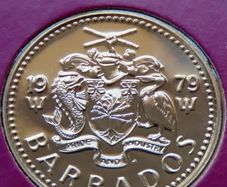 RARE Barbados 1979 Coin Stamp cover Special mintmark UNC only 523 coins made