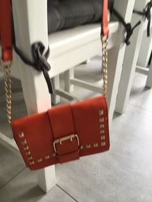 Orange Shoulder bag with gold detailing