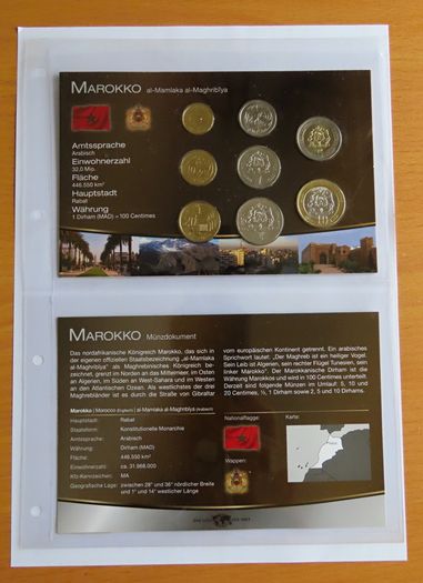 Morocco BUNC 1423 - 2002 certificated coins set