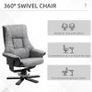 Manual Recliner Sofa With Footrest 360 Degree Swivel Sofa Armchair Cushion Padded Seat Armrest Faux Leather Grey (FREE SHIPPING) Image 4