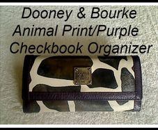 Dooney & Bourke Continental Clutch  Zebra Print Trifold Checkbook Wallet with Purple Interior Lining