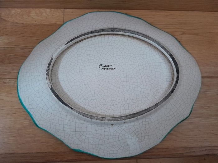 Decorative Plate for hanging on wall, oval shape, with boat