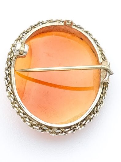 Vintage Signed Sterling Silver Lady Cameo Brooch