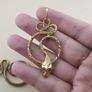 Vintage Lot of 2 Snake with Blue & Red Eyes Brass Pendant 65.5mm Image 4