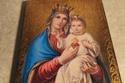 Golden Holly wall plaque of Virgin Mary &amp; Baby Jesus, Chiesa di Sant Agnese in Agone