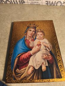 Golden Holly wall plaque of Virgin Mary & Baby Jesus, Chiesa di Sant Agnese in Agone