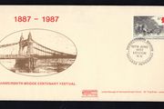 1982 Great Britain Hammersmith Bridge Centenary (1887-1987) Festival Cover tying 16p Norwich Mail in Thunderstorm, 1827 commemorative stamp