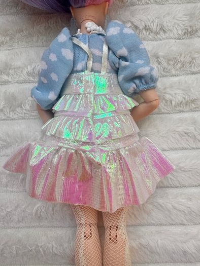 Barbie Extra #2 Curvy Asian Articulated doll Pink Purple Long Hair Used Please see photos