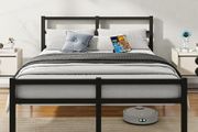 Metal King Bed Frame with Headboard Mattress Foundation with Storage-Enhanced