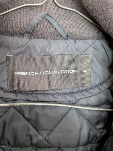 French Connection Mens Navy Quilted Jacket Size M Corduroy Elbow Patches FCUK