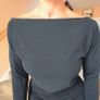 Black Boat Neck Dress With Ruched Detail, size 8 Image 5