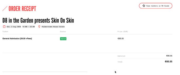 D8 in the garden presents skin on skin ticket