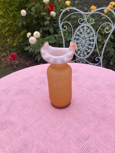 Studio glass yellow  glass vase tear drop effect