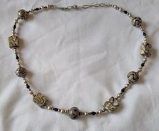 Silver, natural pearls necklace