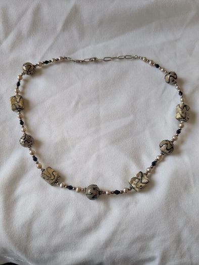 Silver, natural pearls necklace