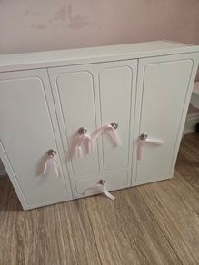 Our Generation doll wardrobe with dresser and stool