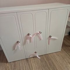 Our Generation doll wardrobe with dresser and stool