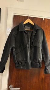 Ci Sono by Cavalini Oversized Faux Leather Bomber Jacket, Black, Size M