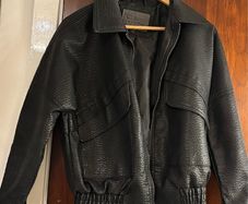 Ci Sono by Cavalini Oversized Faux Leather Bomber Jacket, Black, Size M