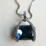 Navy Crystal Necklace, Midnight Blue Pendant Image 4