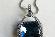 Navy Crystal Necklace, Midnight Blue Pendant