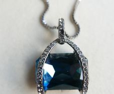 Navy Crystal Necklace, Midnight Blue Pendant