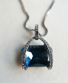 Navy Crystal Necklace, Midnight Blue Pendant