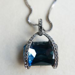 Navy Crystal Necklace, Midnight Blue Pendant
