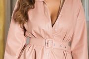 Faux Leather Shirt Dress