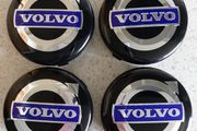 4 x Volvo Centre Caps (Black/Blue) FREE POST