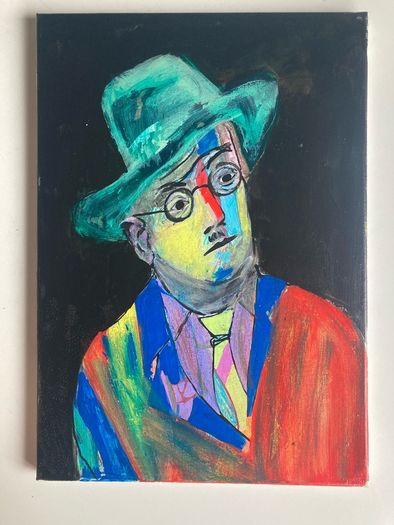 Original James Joyce Portrait in Abstract Painting by Artist