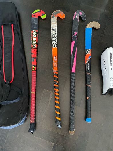 Hockey sticks;  bags & shin guards