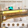 4ft6 Double Bed Frame with Wooden Headboard, Metal Platform Bed Frame with LED Lights and Charging Station,Sturdy Metal Slats Support, UnderBed Storage,Easy Assemble,No Mattress (Double-135x190cm) Image 4