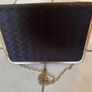 Black Clutch Bag / Crossbody Bag With Gold Trim & Chain. Brand Accessorize. Image 2