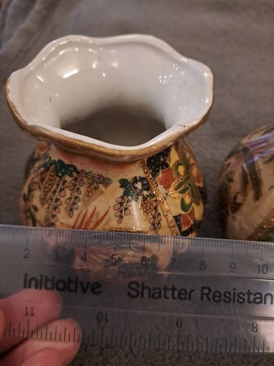 Pair of Hand Painted Chinese Satsuma Style Vases
