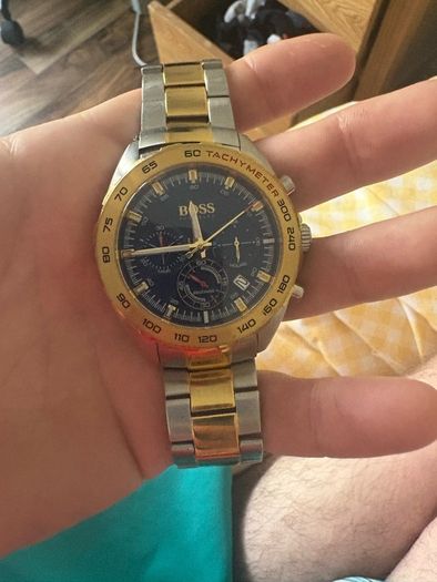 Men's gold Hugo boss watch