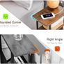 Slim Bedside Table Set of 2 with Charging Station, Narrow Side Table with 2 Fabric Drawers, End Table with Open Storage Shelf, Nightstand for Small Spaces, Living Room, Brown Image 6