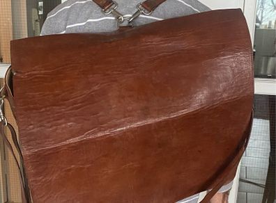 Extra Large Leather Messenger Bag/ Satchel