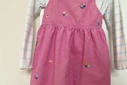 Pink embroidered floral dress with matching long sleeved top