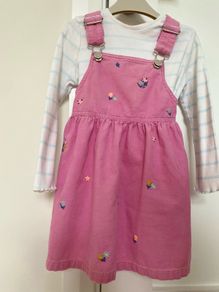 Pink embroidered floral dress with matching long sleeved top