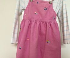 Pink embroidered floral dress with matching long sleeved top