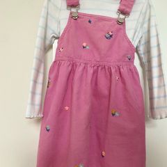 Pink embroidered floral dress with matching long sleeved top
