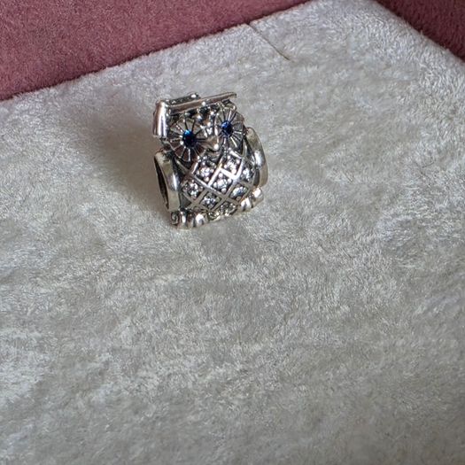 Pandora wise Owl graduation charm sterling silver with blue crystal